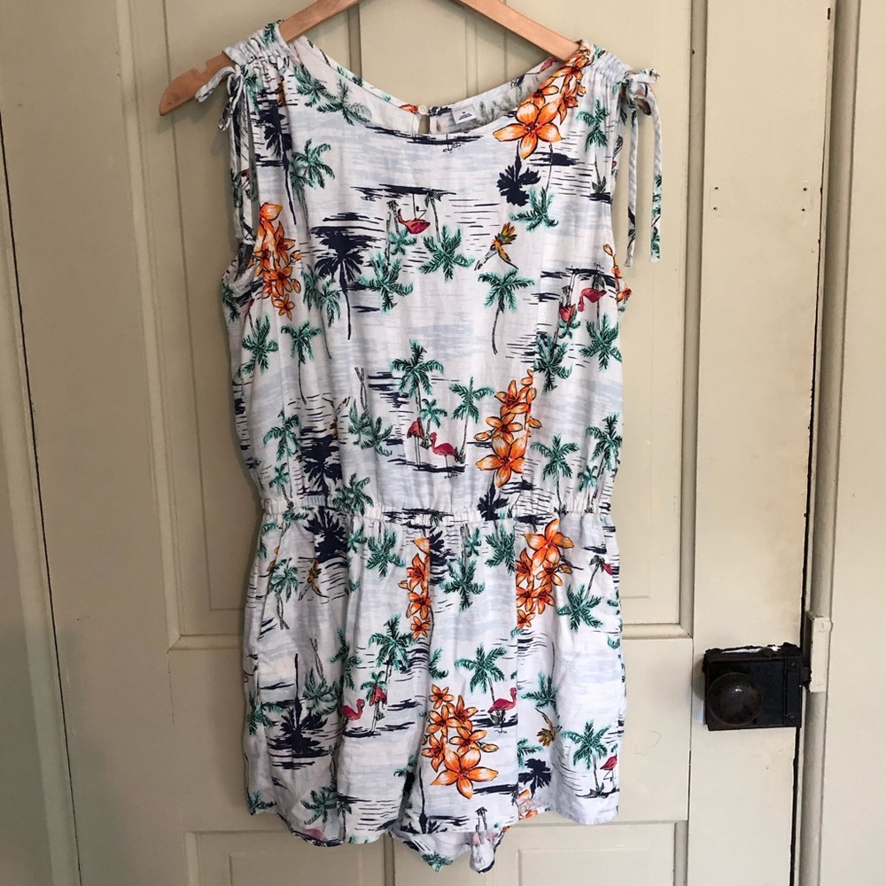 Old Navy Sleeveless Tropical Print Romper Shorts